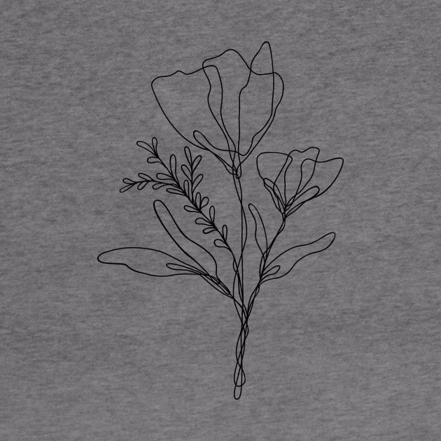 Wildflower Line Art | Floral Botanical Minimalist Lineart by RachelFCreative